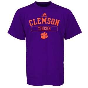  adidas Clemson Tigers Purple Practice T shirt Sports 