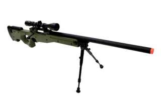 520 FPS L96 AWP Airsoft Sniper Rifle Bipod and Scope Package OD Green 