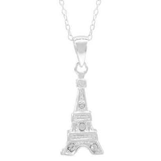 Silver Eiffel Tower Charm Necklace 18.Opens in a new window