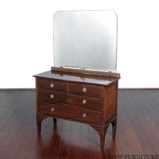 Antique English Mahogany Dresser Chest Vanity w/ Mirror c1905 82b 