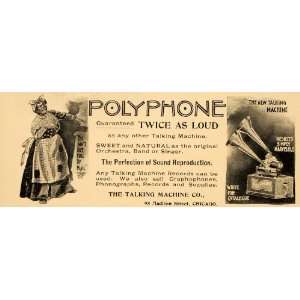  1898 Ad Polyphone Phonograph Antique Black Americana 