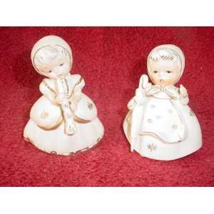  Pair of Porcelain Little Girl Figurines from Japan 