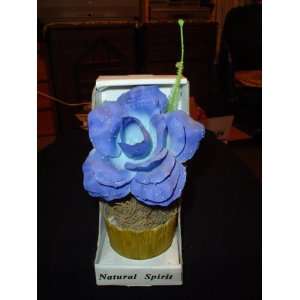  BLUE ARTIFICIAL NATURAL SPIRIT FLOWER IN BROWN PLASTIC POT 
