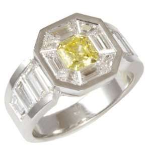   : 18k White Gold GoldenMine Yellow Asscher Diamond Ring: Jewelry