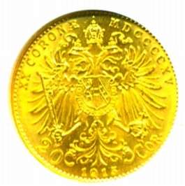 1915 AUSTRIA GOLD COIN 20 CORONA RESTRIKE NGC CERTIFIED GENUINE GRADED 