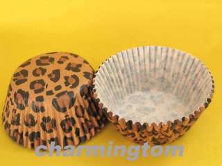 48pcs Brown Leopard muffin baking cups cupcake cases liners paper 2.0 