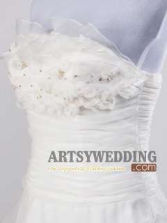 Strapless Floral Ruched Ruffled Wedding Dress/Gown Size:2 4 618 