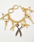 Antiqud Gold Knitting Theme Charm Bracelet  