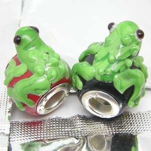 4pc Frog sister Murano Glass bead fit charm bracelet  