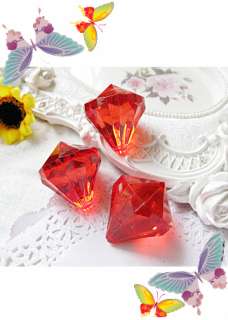 LARGE Diamond drop shape plastic bead Sharp Red 35MM 5PCS (11 19 330 
