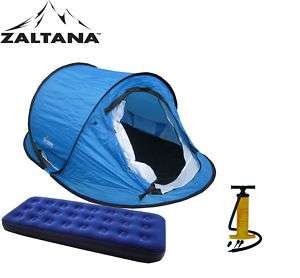 Pop Up Tent with Single Size Air Bed and Air Pump  