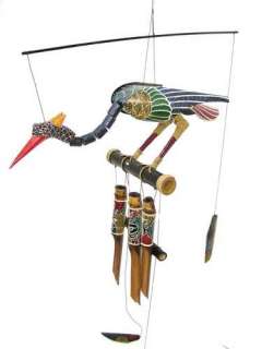 Abby Colorful Bird Wood Bamboo Wind Chime Handtuned  