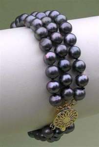 Strands Natural 8 9mm Tahitian Black Pearl Bracelet  