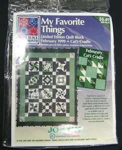 1999 Joann Block of the Month February My Favorite Things Quilt 