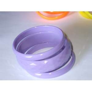   Plastic Bangle 3 Pc Set Faceted Bracelets Wide Thin: Everything Else