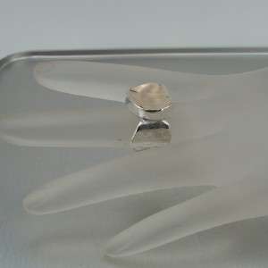   Organic handcrafted Brushed Gold Silver Ring 7.5 (I r143)  