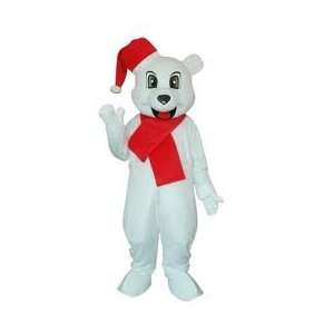  White Christmas Bear Mascot Adult Costume 