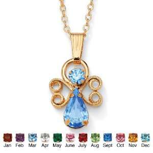  14k Gold Plated Birthstones Simulated Pendant (Womens 
