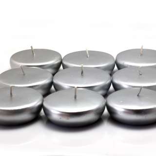 Metallic Silver Floating Candles Set of 24  