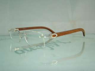 %AUTHENTIC CARTIER Platinum & Wood Rimless T8100655 Eyeglasses Frames 