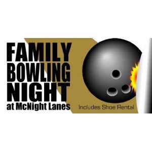   3x6 Vinyl Banner   Family Bowling Night Ball and Pin 
