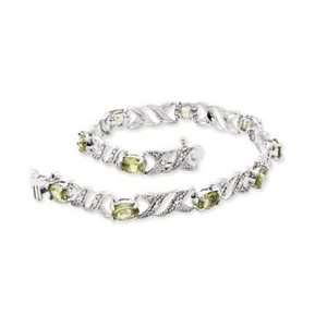  Sterling Silver Peridot and Diamond Bracelet Jewelry