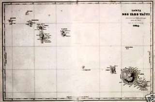TAHITI 1834 original antique map ( DUrville )  