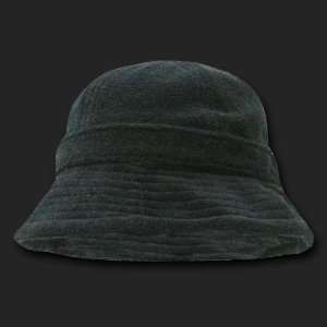    BLACK TERRY CLOTH FISHERMANS BUCKET HAT CAP HATS 