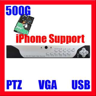 Channel H.264 DVR with 500G HDD, iPhone support, Real Time Recording 