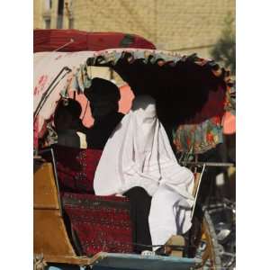  Lady Wearing Burqa Riding in a Horse Cart, Maimana, Faryab 