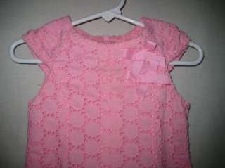 The Childrens Place Pink Eyelet Bow Dress 18M  