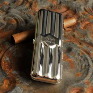 Personalized Engraved Cigar Travel Case Holder Silver  