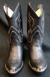 Bold Black Western Cowboy Cowgirl Kids riding show boots Youth & kids 