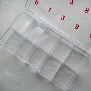 Empty Storage Hard Plastic Case Box for Acrylic Nail Art False Tips w 