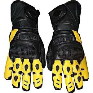  MOTORCYCLE LEATHER GLOVES CARBON KEVLAR BIKE Yellow M Automotive