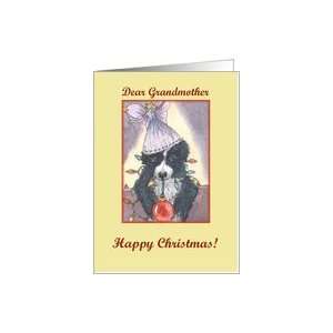 Happy Christmas, dog, puppy, paper cards, grandmother, Card