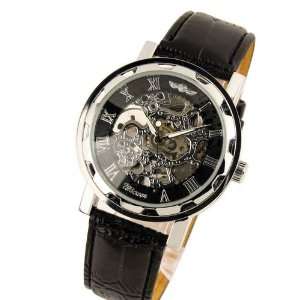   Luxury Stainless Case Hand Wind Up Mechanical Wrist Watch: Watches