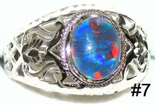 Mens Australian Opal Sterling Ring #7 Great Color  