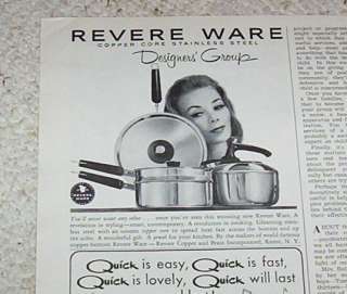  advertising advert   Revere Ware cookware Lady VINTAGE old PRINT AD