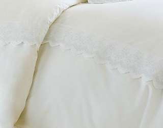 Court of Versailles Campagne Queen Duvet Cover Solid WHITE Lace 