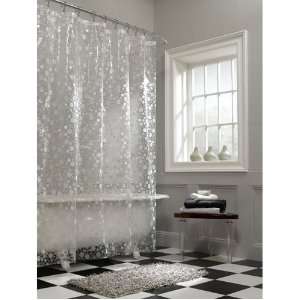   White Ice Circles On Clear Vinyl Shower Curtain