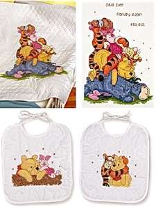 Disney Snoozy Days Stamped Cross Stitch Crib Quilt Kit contains a 
