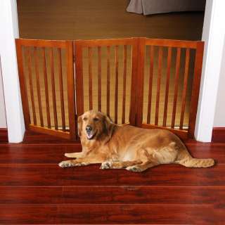   Finish Wood 3 Panels Folding Dog Gates Indoor Pet Gate New  