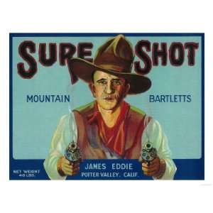  Sure Shot Pear Crate Label   Potter Valley, CA Giclee 