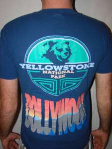 Vtg 80s Blue YELLOWSTONE / DOLLYWOOD Pocket T Shirt L  