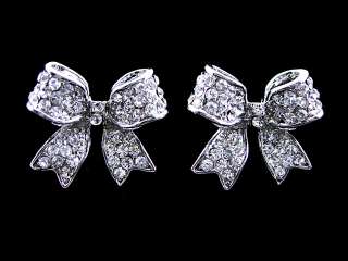 Twinkling White Bow Studs Swarovski Crystal Earrings  