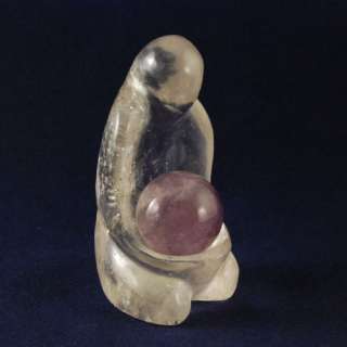 79mm Clear Quartz Mother Earth Goddess Figurine & Amethyst 