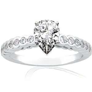  .85 Pear Shaped Diamond Bezel Engagement Ring EGL SI 