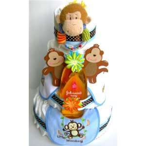  4 Tier Rattle Monkey Diaper Cake 