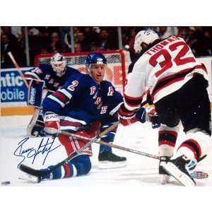 Brian Leetch New York Rangers   Blocking Shot vs. Devils   Autographed 